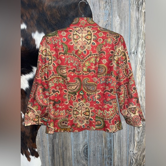 VINTAGE Rare Painted Pony size small red with multi colored paisley print blazer - Picture 6 of 6